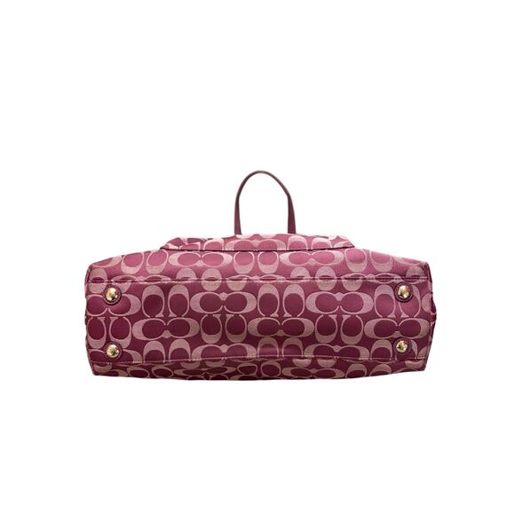 Coach Purple Signature Shoulder Bag Canvas with Leather Trim - Picture 4 of 10